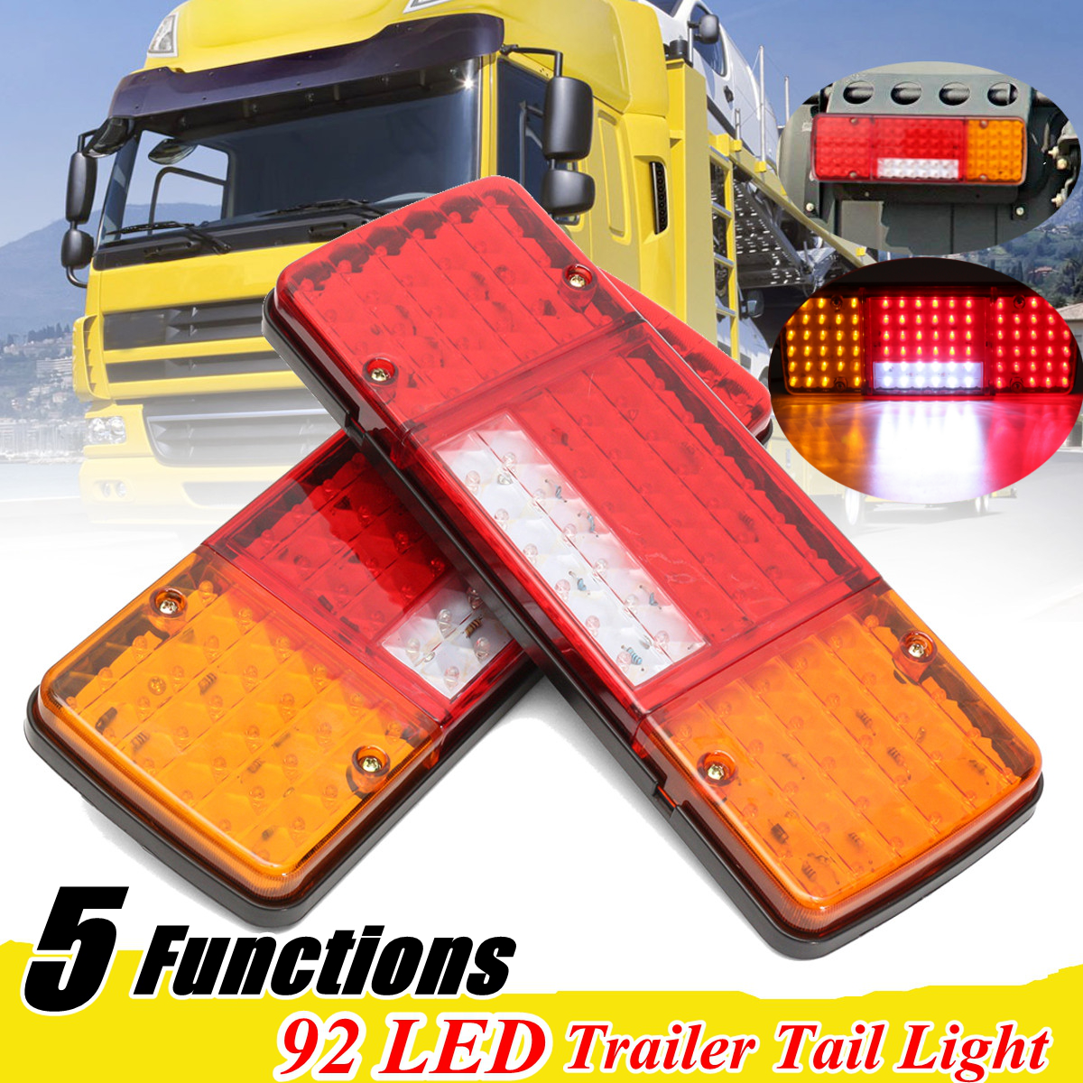 2XLED Car Rear Tail Lights Lamp Brake Stop Light for Trailer Caravan Truck Lorry